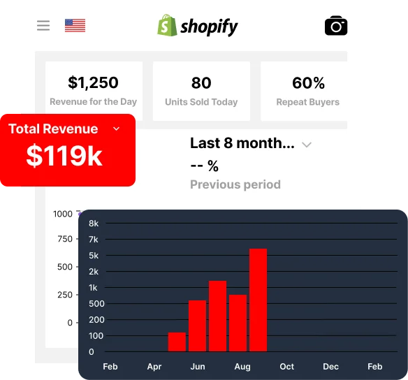 Shopify dashboard — $119K total sales